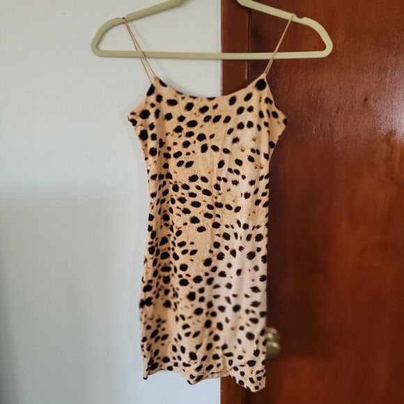 Aritzia Wilfred Free Cheetah Print Bodycon Spaghetti Strap Mini Dress XS - Picture 3 of 6